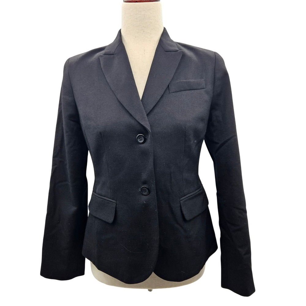 Pendleton Petite Black 100% Virgin Wool 2-Button Blazer Jacket‎ Size 4P Vintage